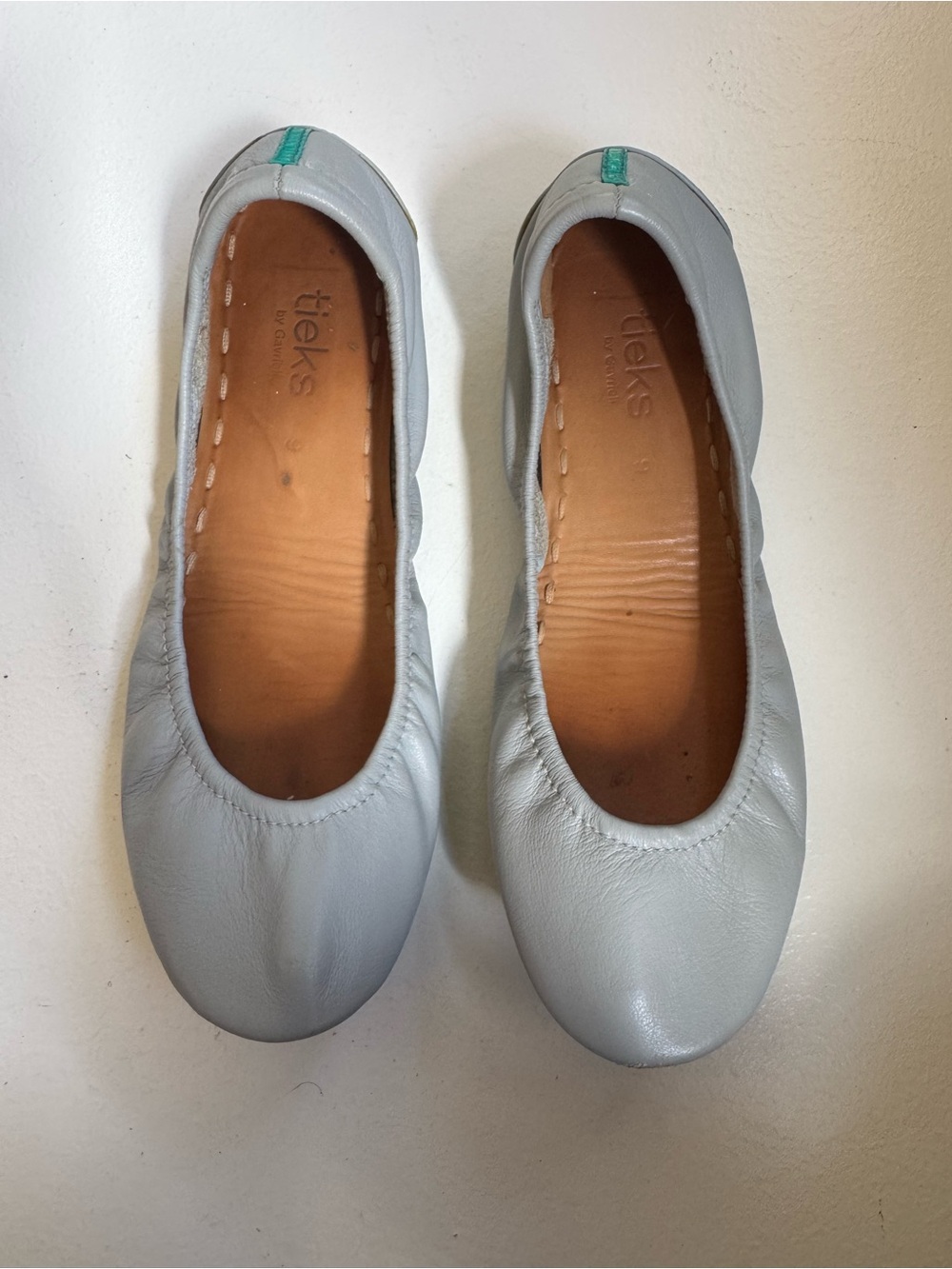 TIEKS Cool Grey Leather Foldable Travel Flats Size 9